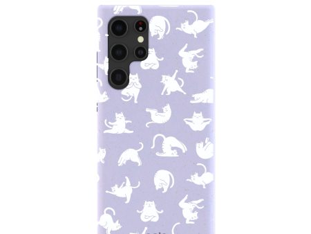 Lavender Yoga Cat Samsung Galaxy S22 Ultra Case Hot on Sale