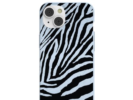 Powder Blue Zebra iPhone 14 Case with MagSafe Module For Discount