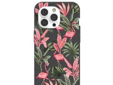 Black Flamingo Party iPhone 14 Pro Case with MagSafe Module For Discount