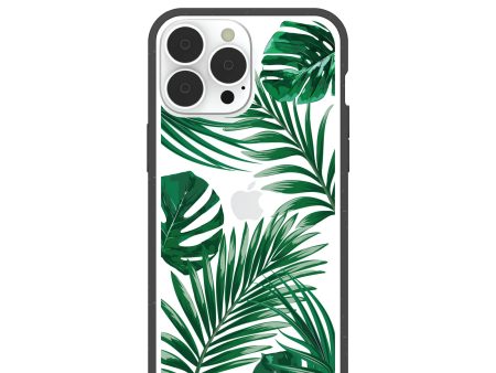 Clear Tropical Leaves iPhone 13 Pro Max Case With Black Ridge Fashion