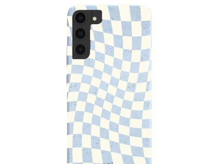 Powder Blue Warped Checkers Samsung Galaxy S22+(Plus) Case For Discount