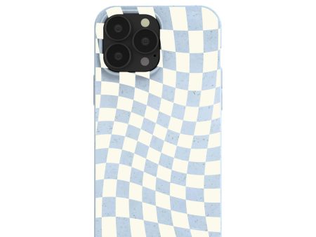 Powder Blue Warped Checkers iPhone 13 Pro Max Case Hot on Sale