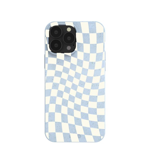 Powder Blue Warped Checkers iPhone 13 Pro Max Case Hot on Sale