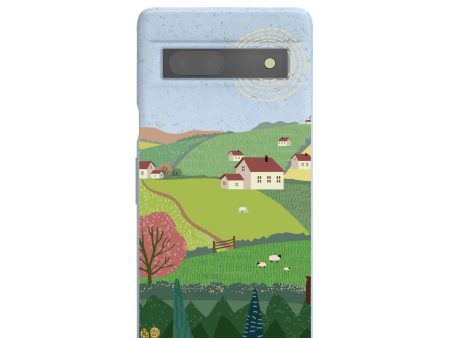 Powder Blue Sunny Countryside Google Pixel 7a Case Cheap