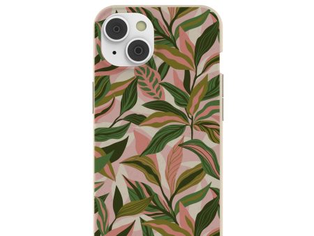 London Fog Pink Botanics iPhone 14 Case with MagSafe Module Cheap