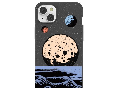 Black Retro Moon iPhone 14 Plus Case with MagSafe Module on Sale