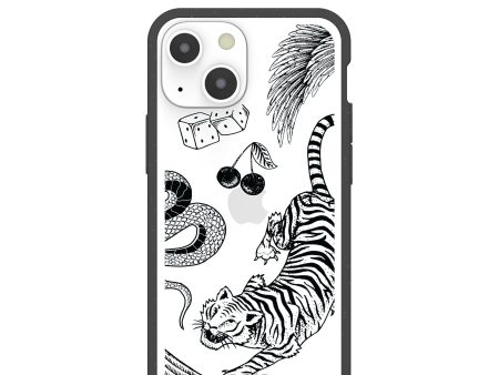 Clear Tiger Luck iPhone 13 Mini Case With Black Ridge Discount