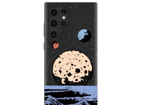 Black Retro Moon Samsung Galaxy S22 Ultra Case Fashion