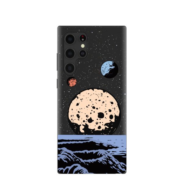 Black Retro Moon Samsung Galaxy S22 Ultra Case Fashion