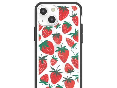 Clear Strawberries iPhone 13 Mini Case With Black Ridge on Sale